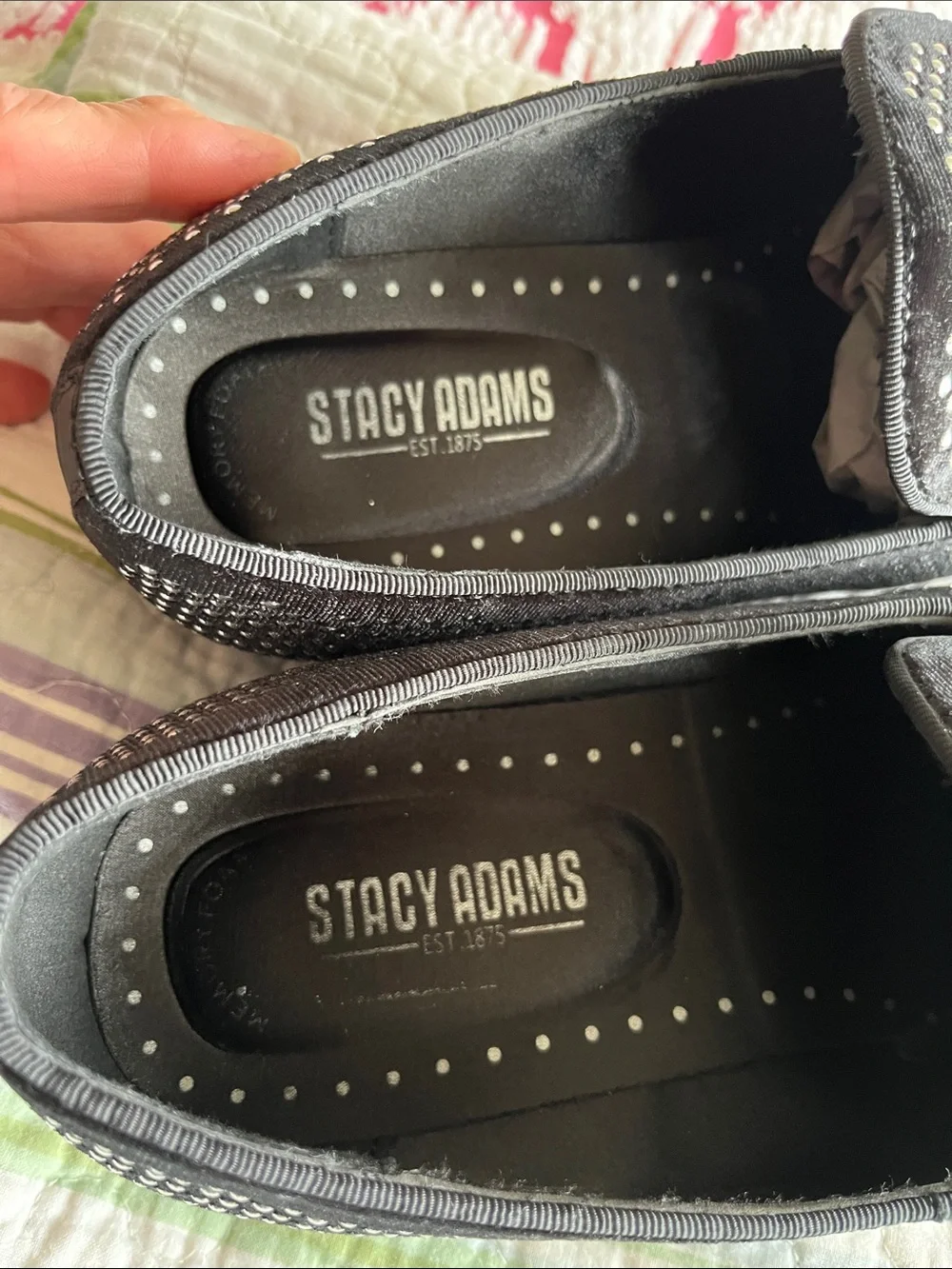 Stacy Adams Swagger Black w/ Silver Studs Slip-On Loafers Silver Crest Size 9M